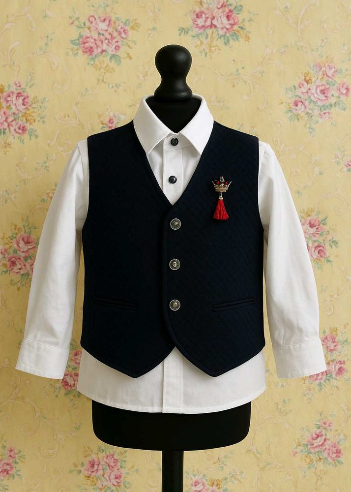 🇳🇿💫🔥Party wear Boys Navy Vest &amp; Shirt Set