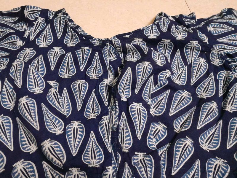 Blue kalkari Boat Neck Blouse