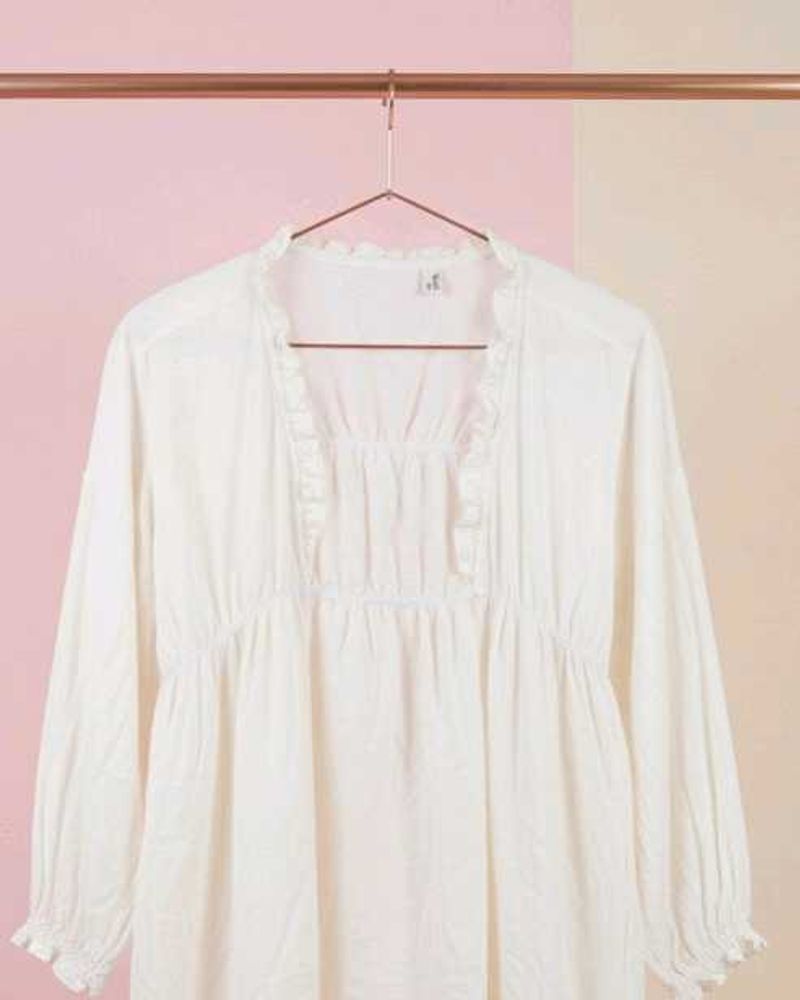 Cream Jacket with Ruffle Detail