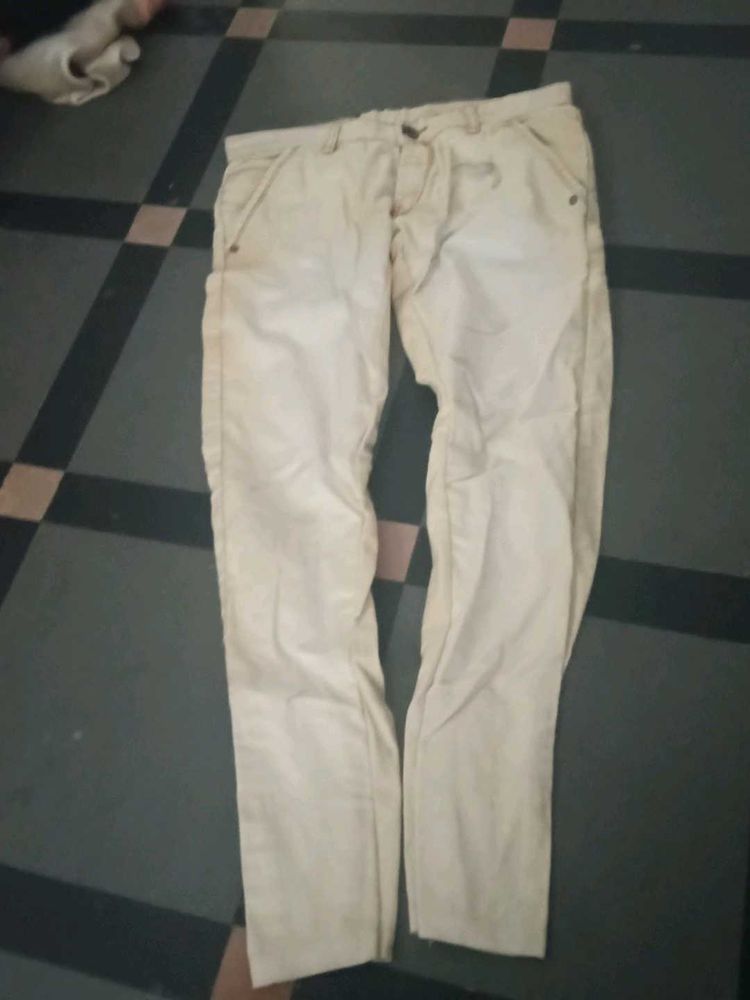 Beige Casual Pants