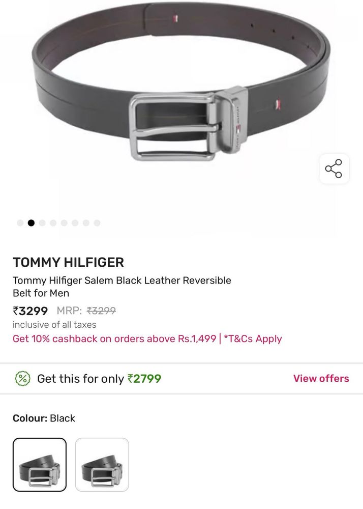 Tommy Hilfiger Black Leather Belt