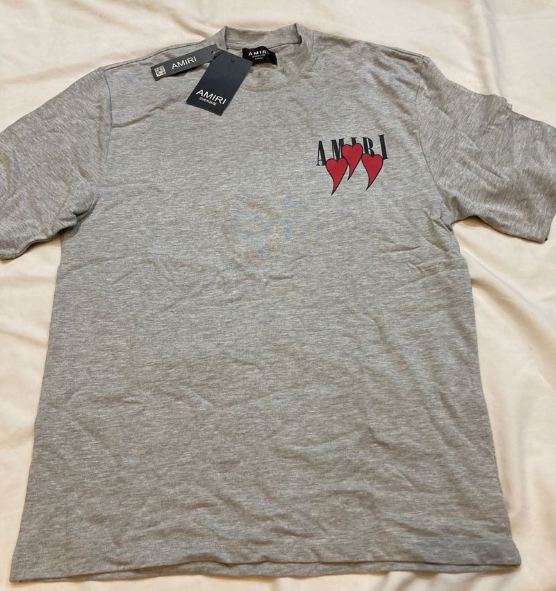 AMIRI Heart Logo Tee - Grey - New