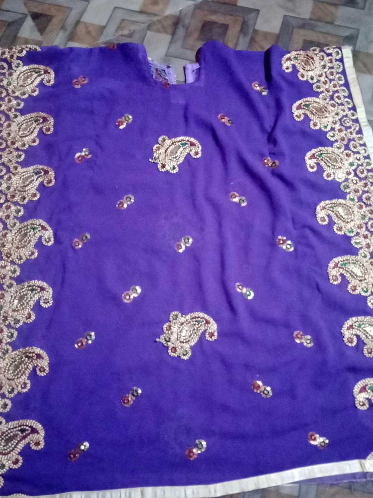 Purple Embroidered  KAFTAAN TOP