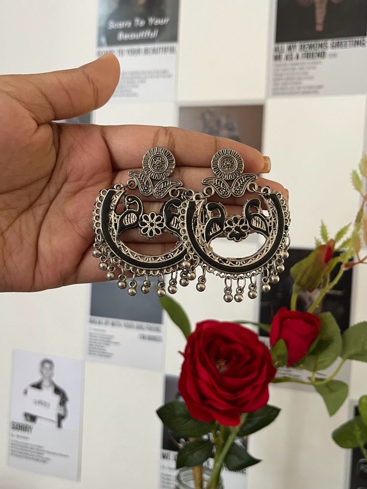 Black Silver Earrings