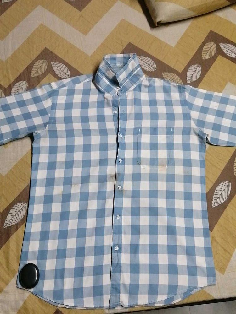 Blue &amp; White Checkered Shirt