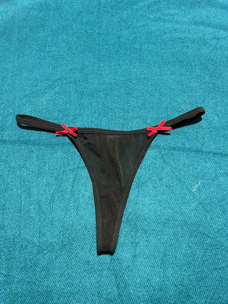 Black Thong with Bows