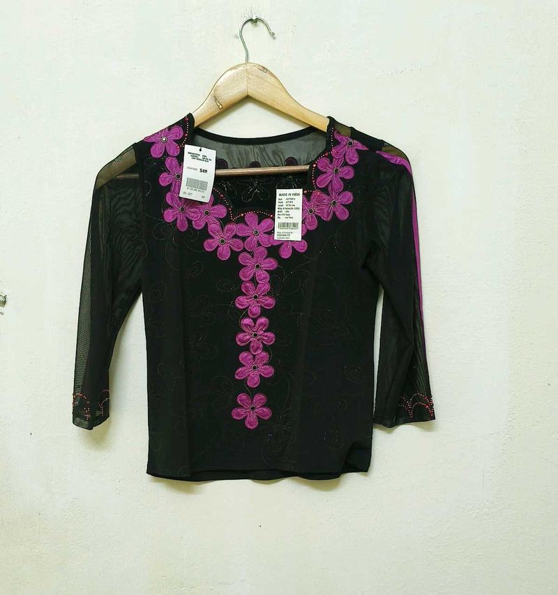 Trendy New Black And Purple Top For Women