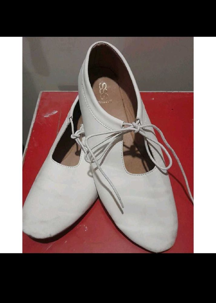 White S&amp;S Mary Jane Flats