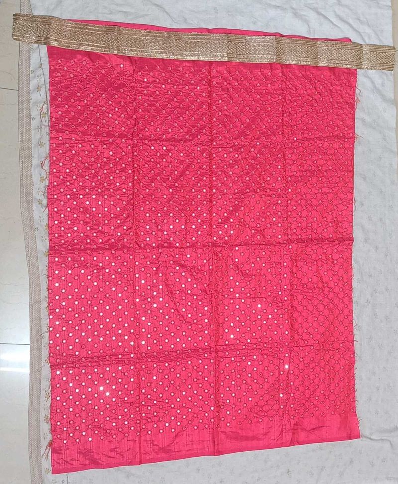 Bright Pink Mirror Work Blouse Piece