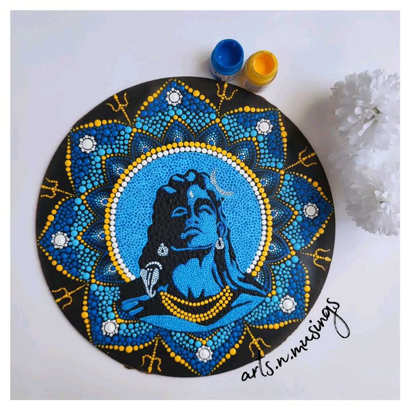 Handcrafted Lord Shiva Dot Mandala Art ☘️