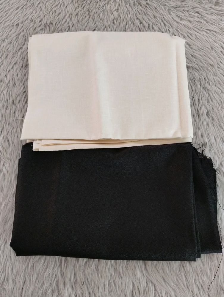 Cream Shirt And Black Pant Dress Material (Men)