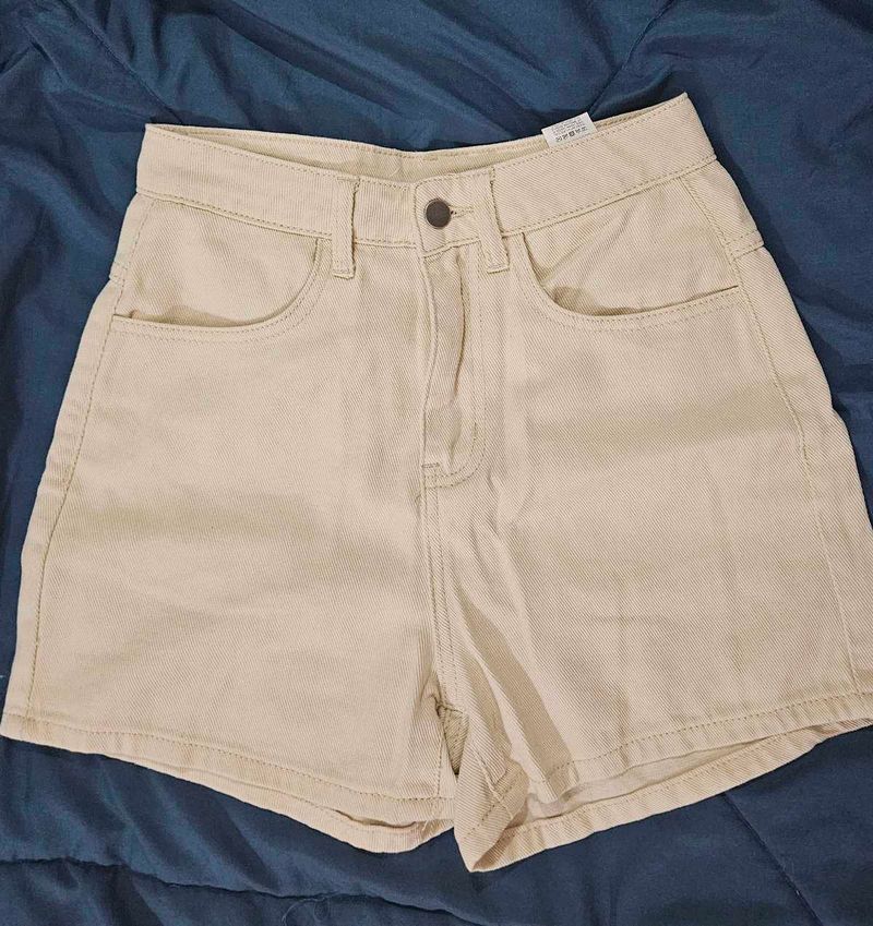 Cute Beige Denim Shorts