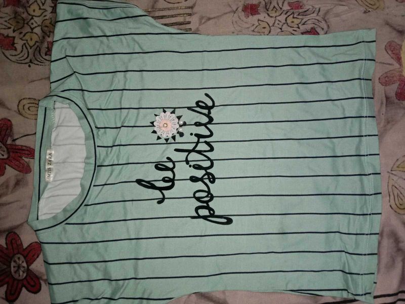 Striped 'Be Positive' T-Shirt.