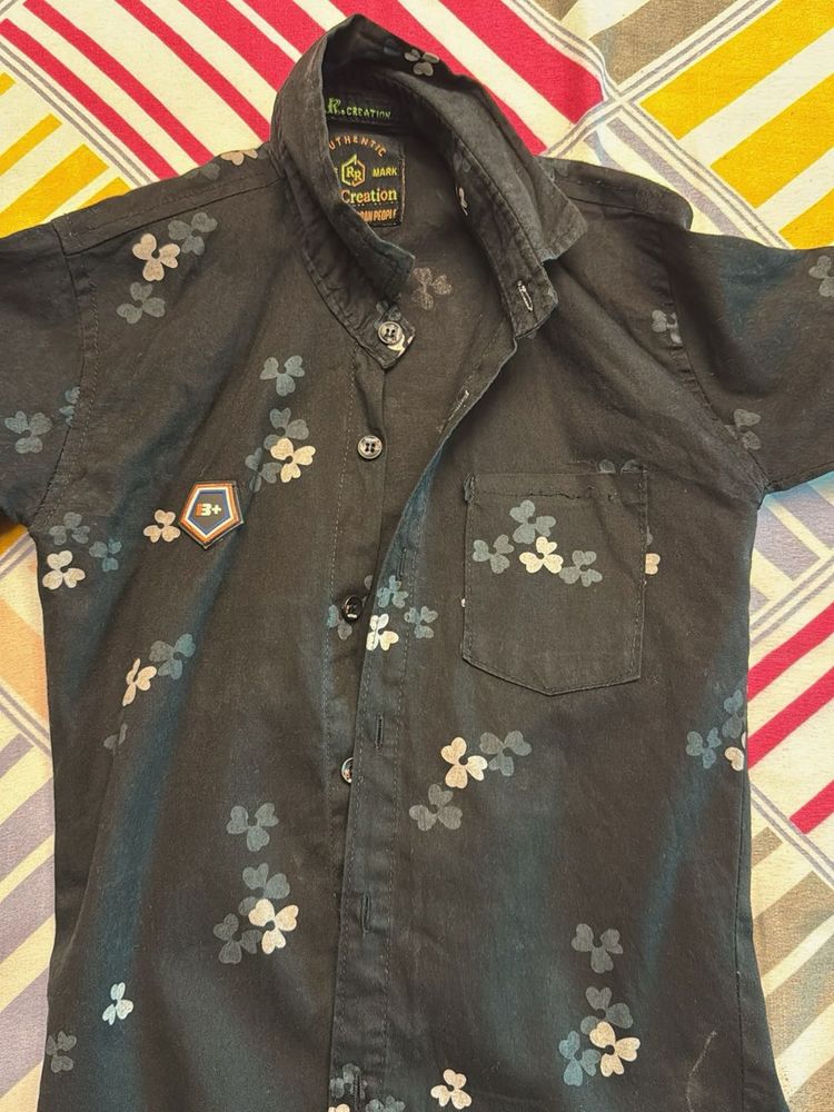 Boy&#39;s Floral Print Shirt
