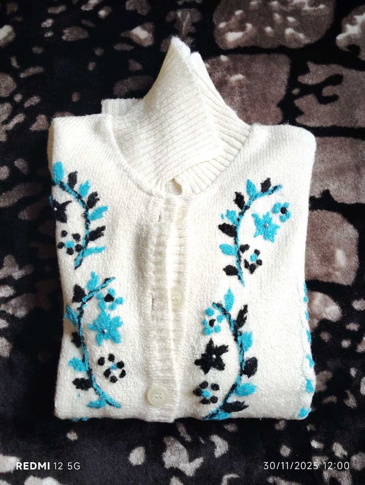 Winter Embroidered Floral Sweater