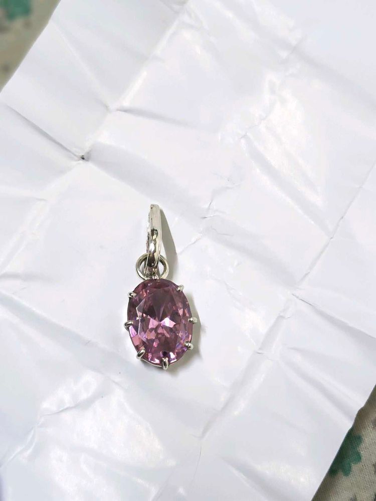 Original Pink Sapphire With Silver Pendant