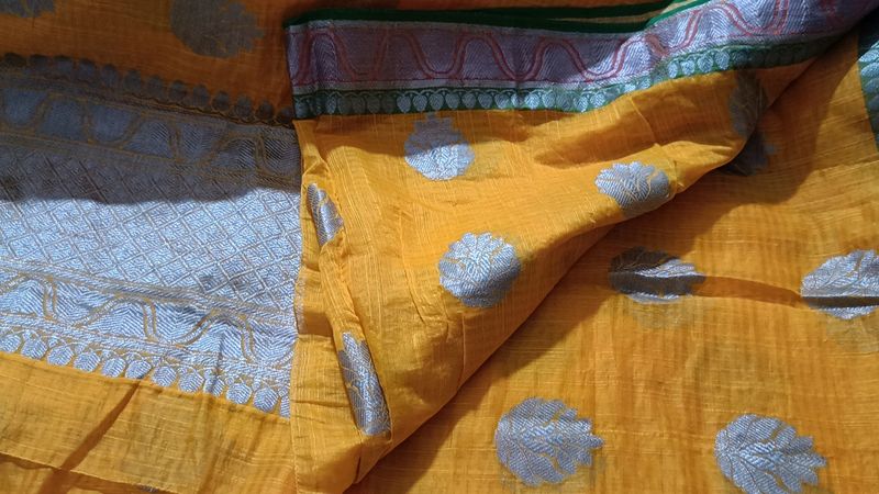 Yellow Banarsi Cotton Saree