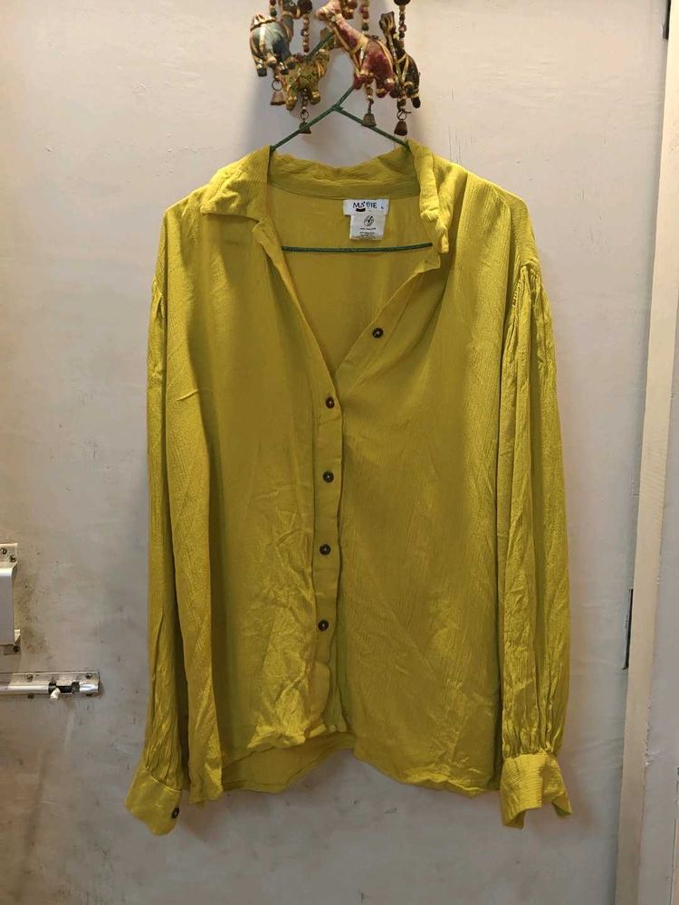 Women’s Lime Green High-Low Shirt | Size L ✨