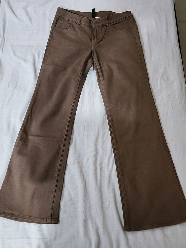 H&amp;M Brown Flared Bootcut Y2k Jeans