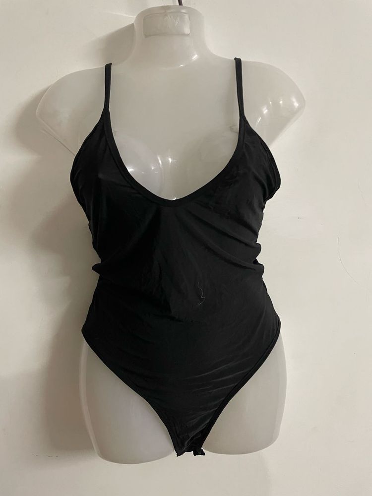 Black Deep Neck Bodysuit
