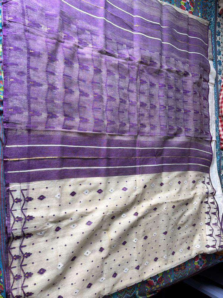 pure cotton needle jamdani saree