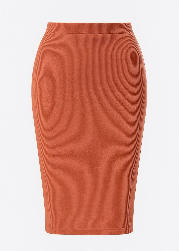Chic Rust Ribbed Skirt