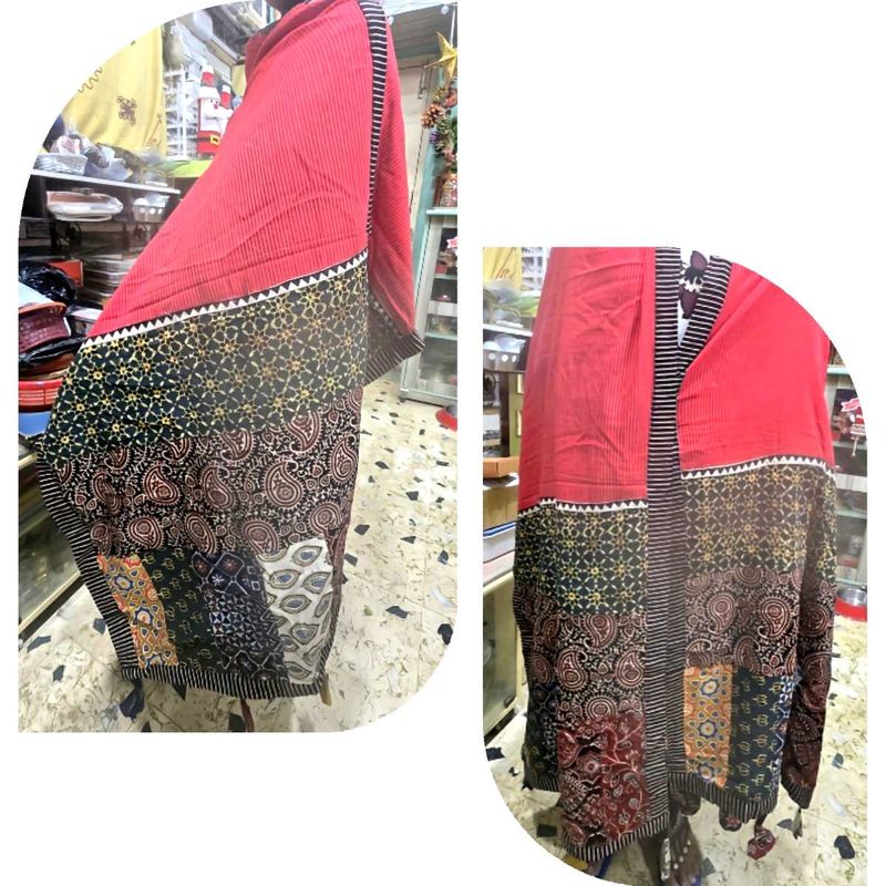 Elegant Red Patchwork Dupatta cum Stole