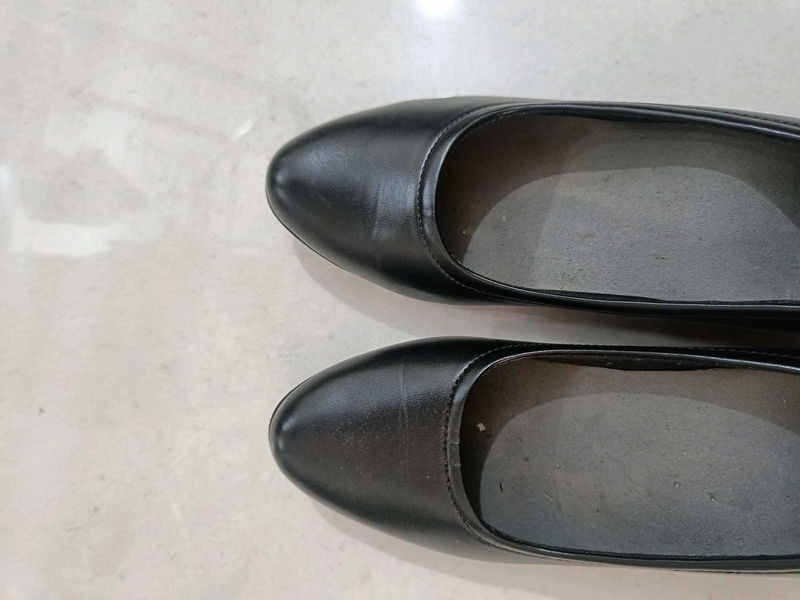 Black Leather Flats