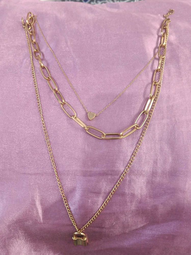Layered Oxidised Gold Necklace Set
