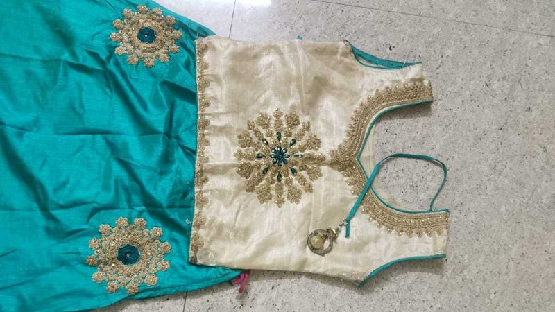 Elegant Blue Lehenga with Cream Top