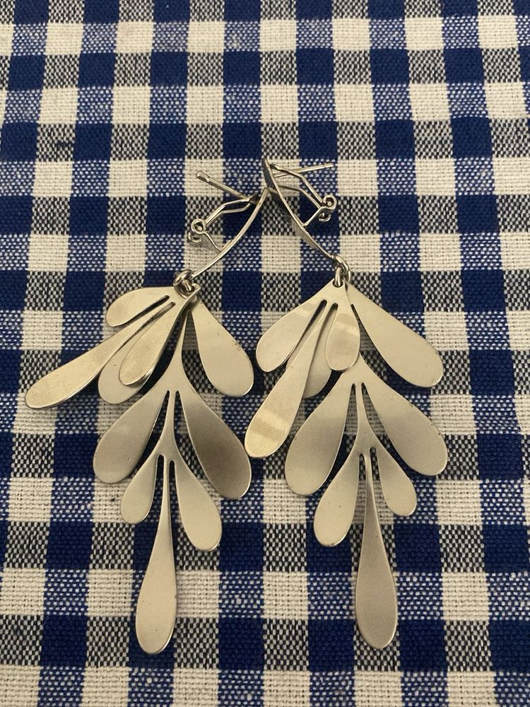 Silver Leaf Dangle Earrings