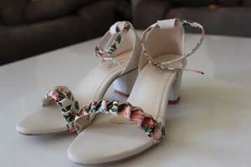 Cute Floral Ankle Strap Heels