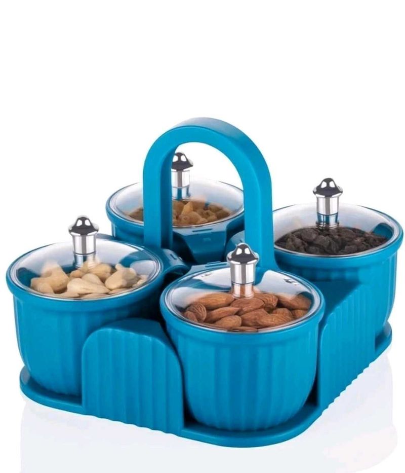 Blue Condiment Server with Lids