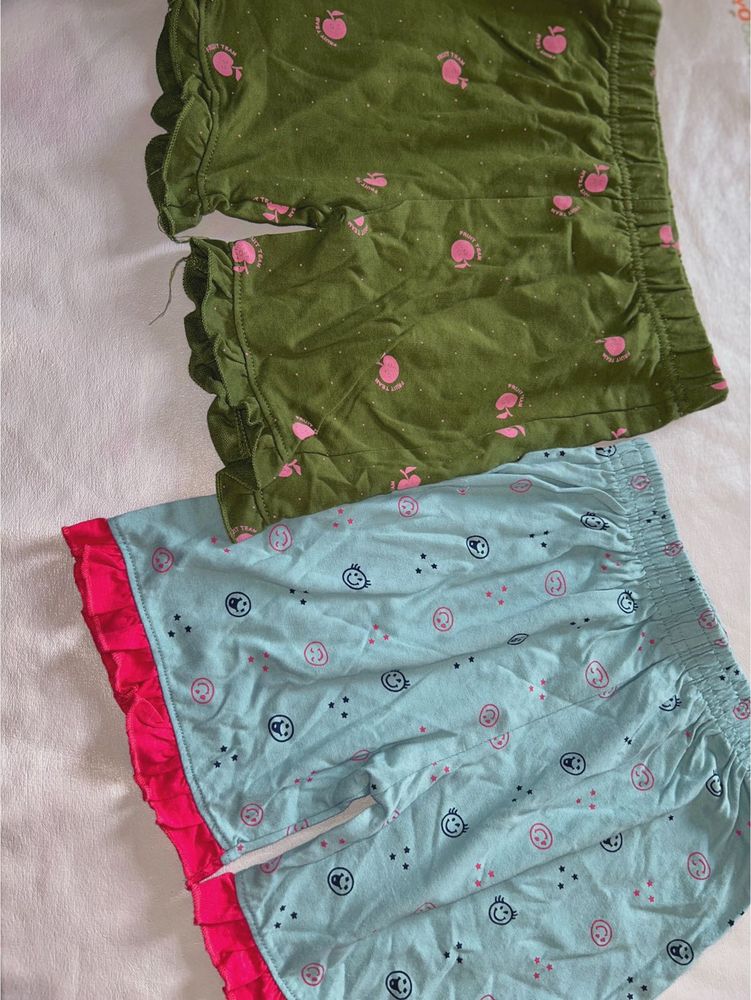 Combo :Girls&#39; Patterned Ruffle Shorts Bundle