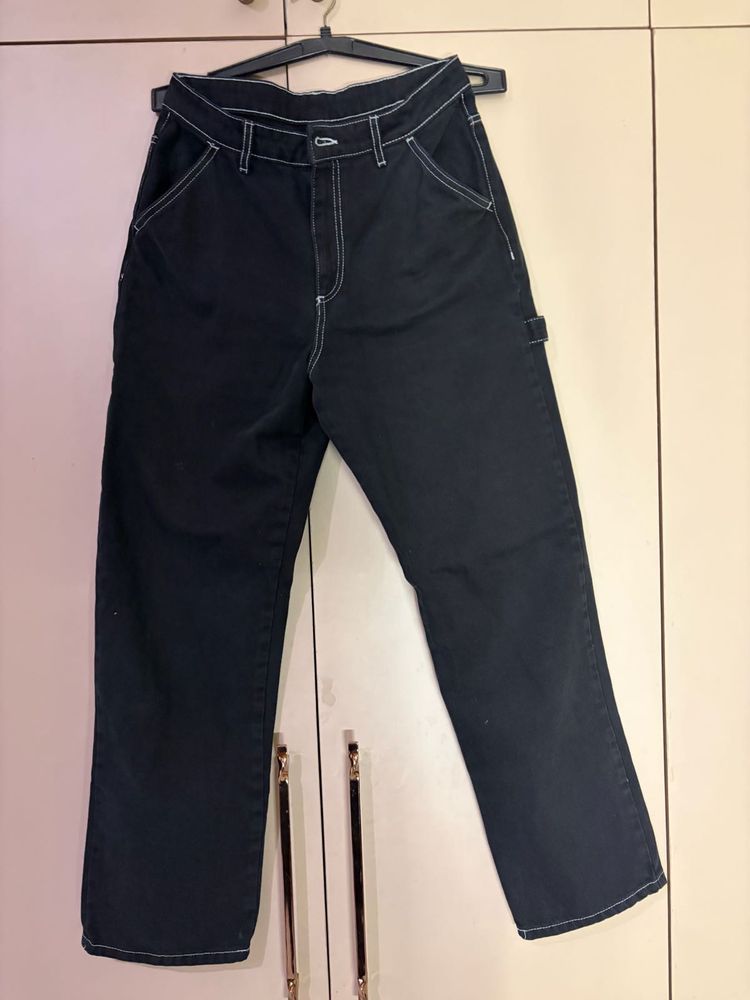 Black Denim Carpenter Pants