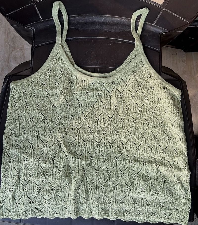 Green Knit crop Top 🧶