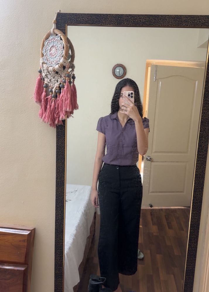 Purple Puffed Sleeve Shirt