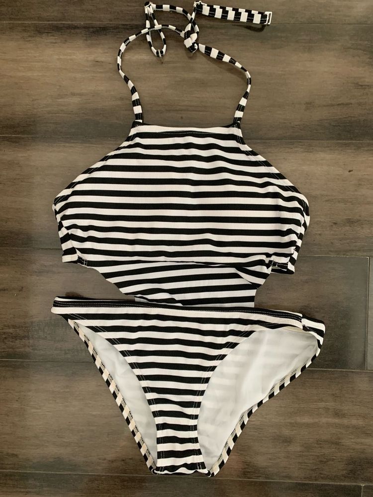 Striped Halter Bikini Set