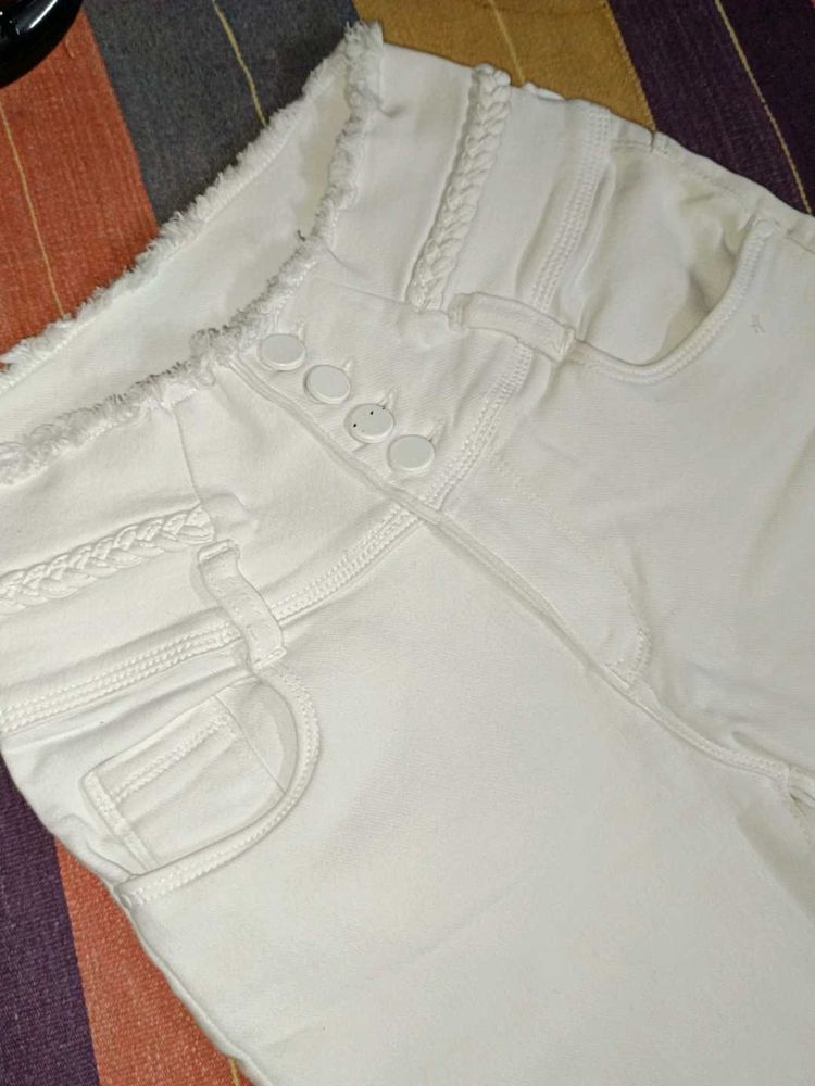 High Rise White Skinny Jeans