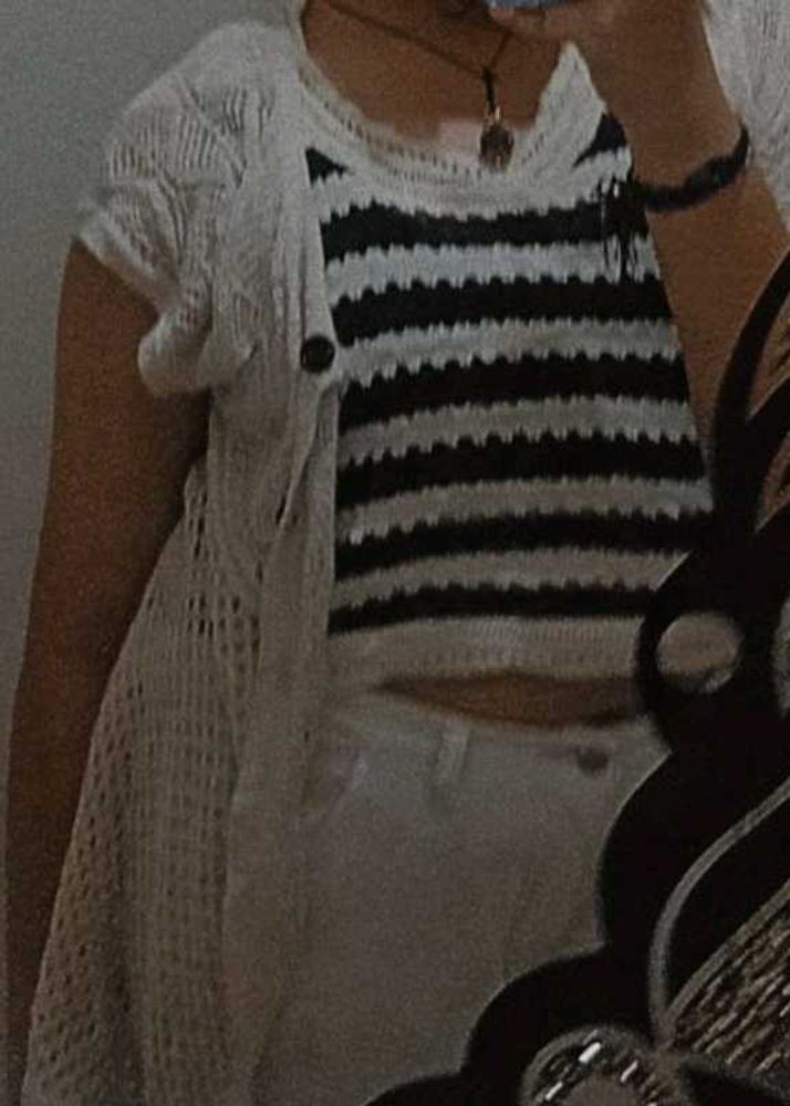 Striped Knit Top &amp; Cardigan Set