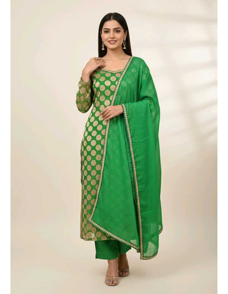 Green &amp; Gold Polka Dot Kurta