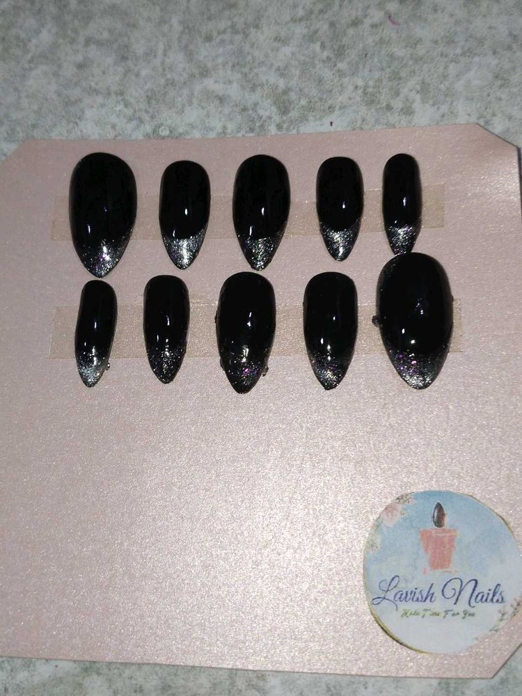 Black Glitter Press-On Nails