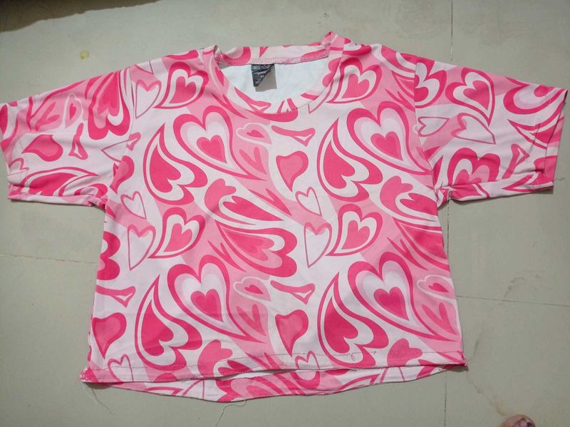 Pink Heart Print T-Shirt