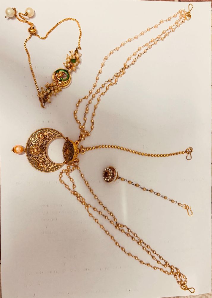 Vintage Gold &amp; Pearl Hair Jewelry Set