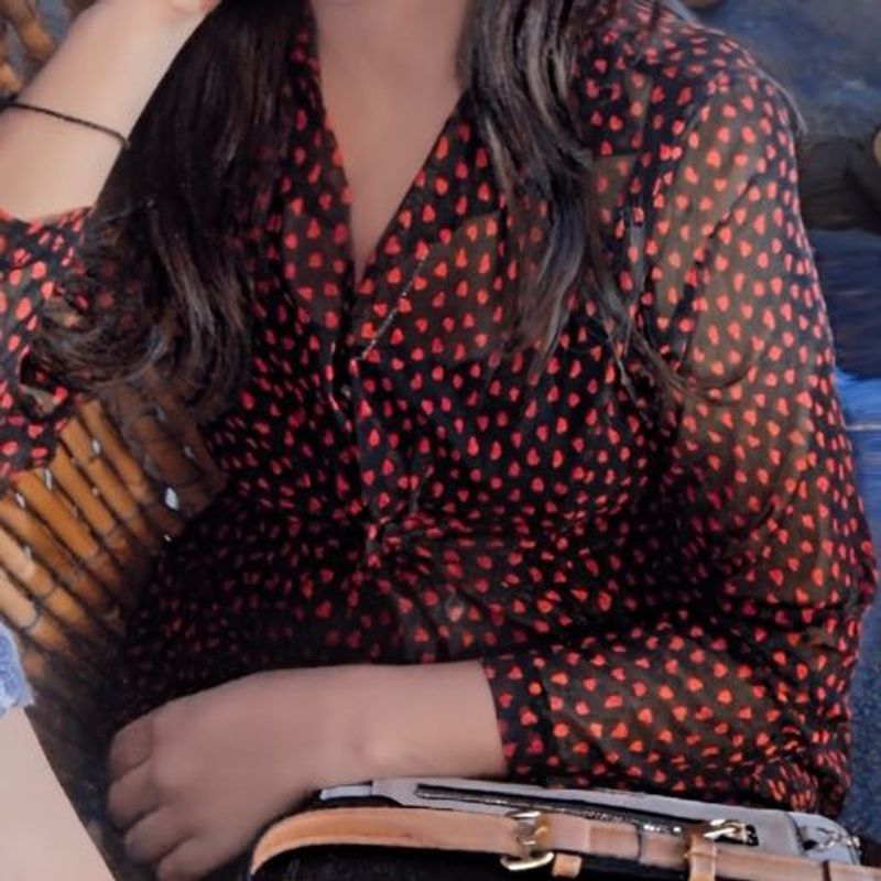 Heart Print Peplum Shirt