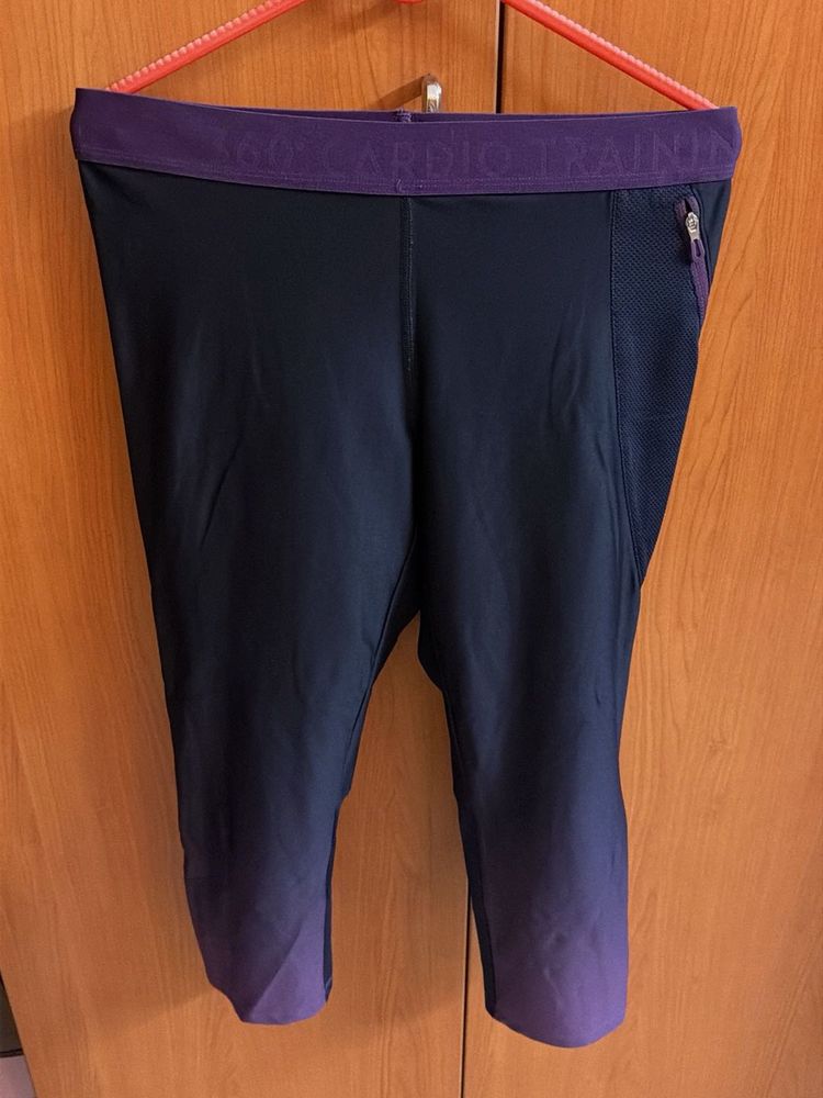 Workout Capris with Purple Detail