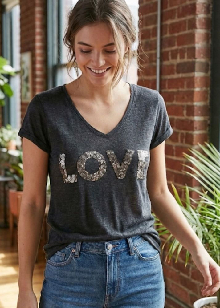 LOVE Sequin Graphic Tee