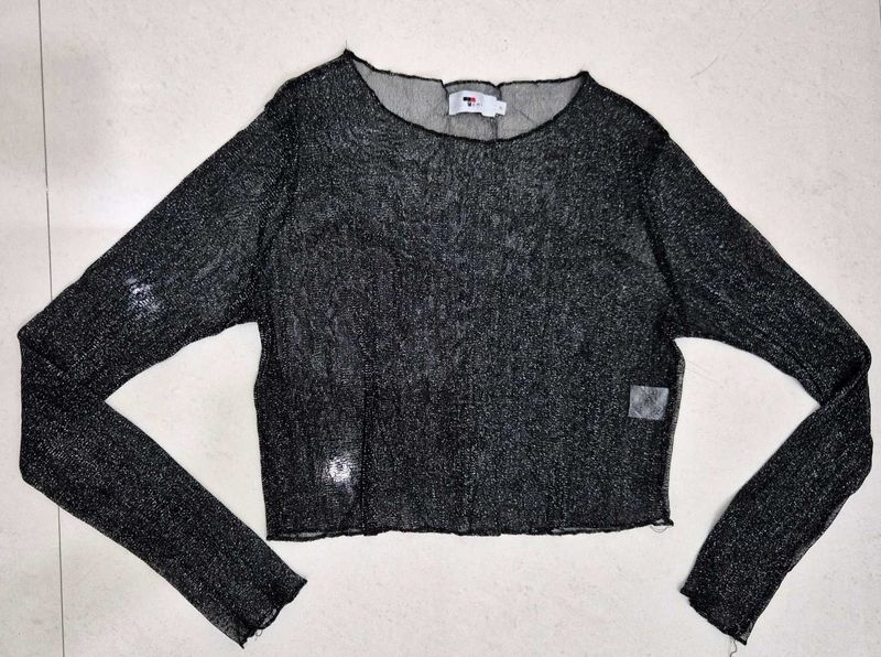 Black Sparkly Crop Top