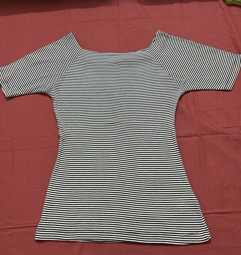 Striped Square Neck Top
