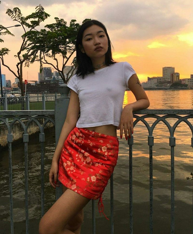 ⋆. 𐙚 y2k chinese red floral miniskirt ⋆. 𐙚 ˚